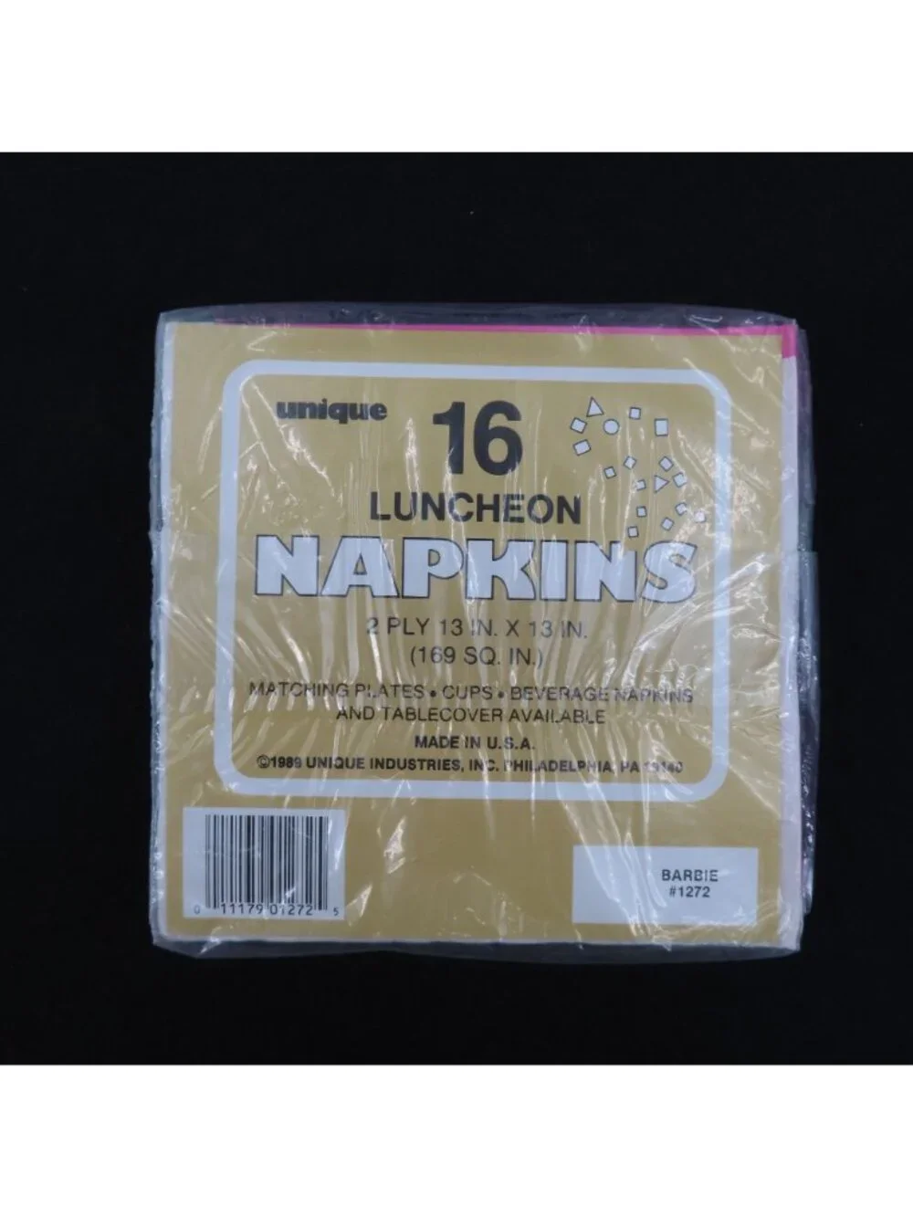 VTG Unique Industries Barbie 1989 Luncheon Napkins 16ct 13in x 13in NEW Sealed